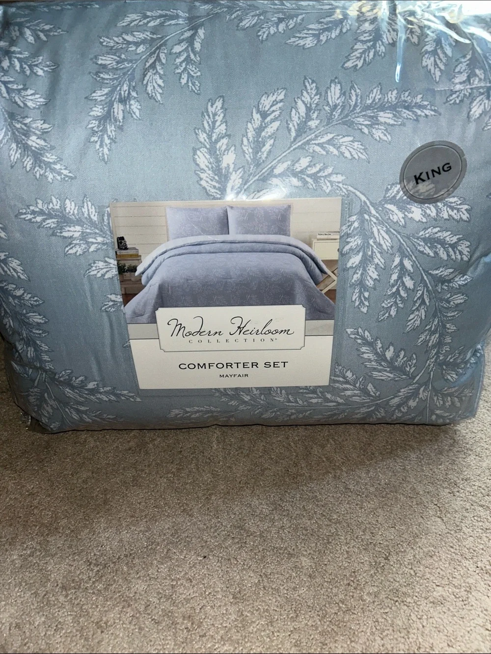 Target King Modern Heirloom Mayfair Light Blue Comforter Set